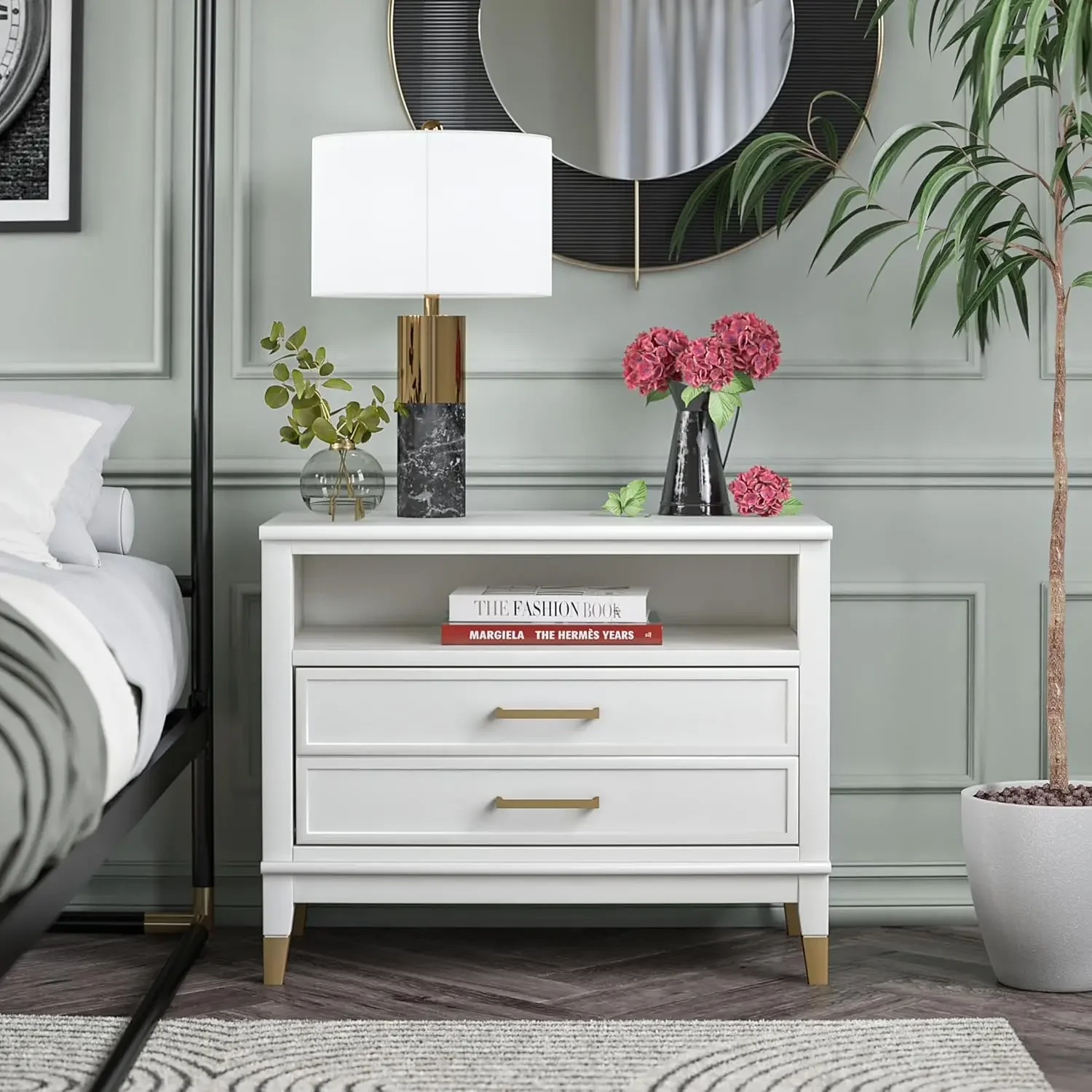 Westerleigh Wide Nightstand, White 3