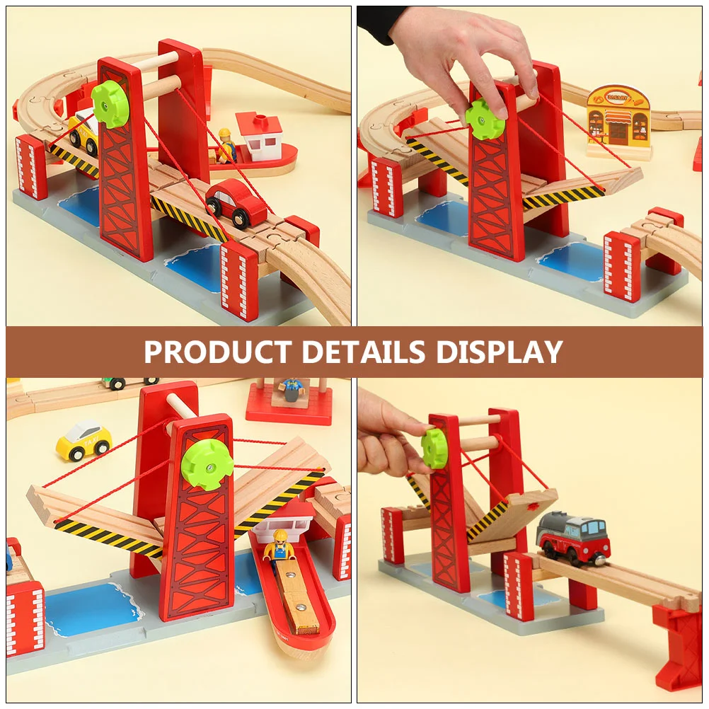 Train Track Tracks Railroad Suspension Bridges Red DIY Drawbridge Toys Child
