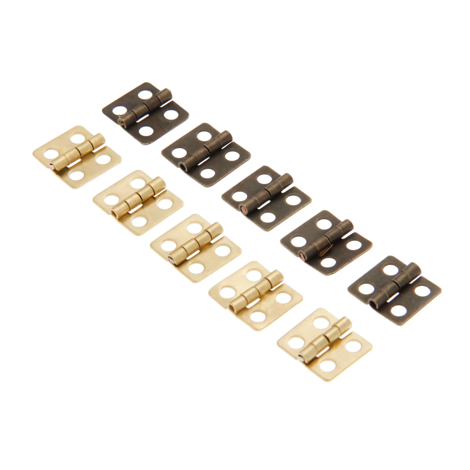 40Pcs 13*12mm Mini Cabinet Drawer Door Butt Hinges Antique 4 Holes Jewelry Boxes Decorative Hinges for Furniture Hardware DRELD