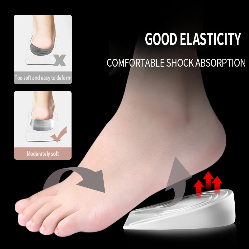 Silicone Gel Height Increase Insole Heel Lifting Inserts Shoe Foot Care Protector Elastic Cushion Arch Support Insert for Unisex
