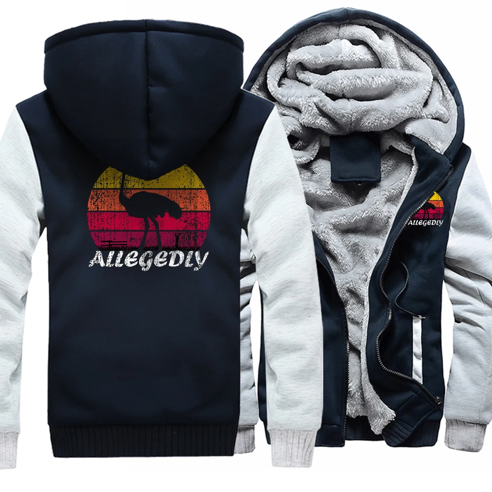 

Ostrich Walking At Sunset Print Male Hoodie Trend Hooded Sweatshirt Plus Velvet Thickening Casual Tracksuit Winter Basic Men Top