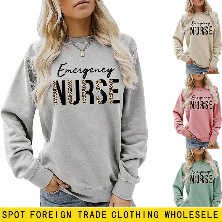 

Winter New Sweatshirt Emergency Nurse Letter Pattern Long-sleeved Round Neck Top