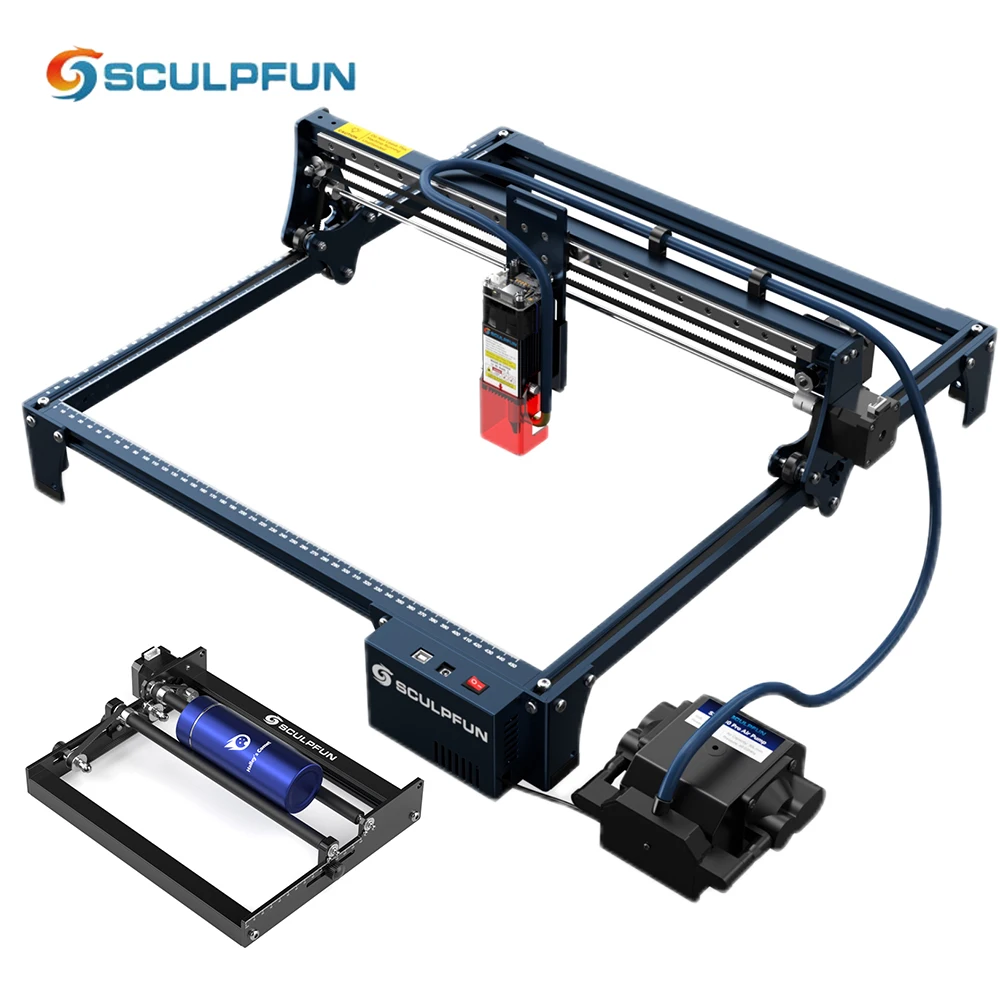 SCULPFUN S30 5W Laser Engraver 410x400mm Engraving Area Automatic Air-assist System Engraving Machine with Replaceable Lens