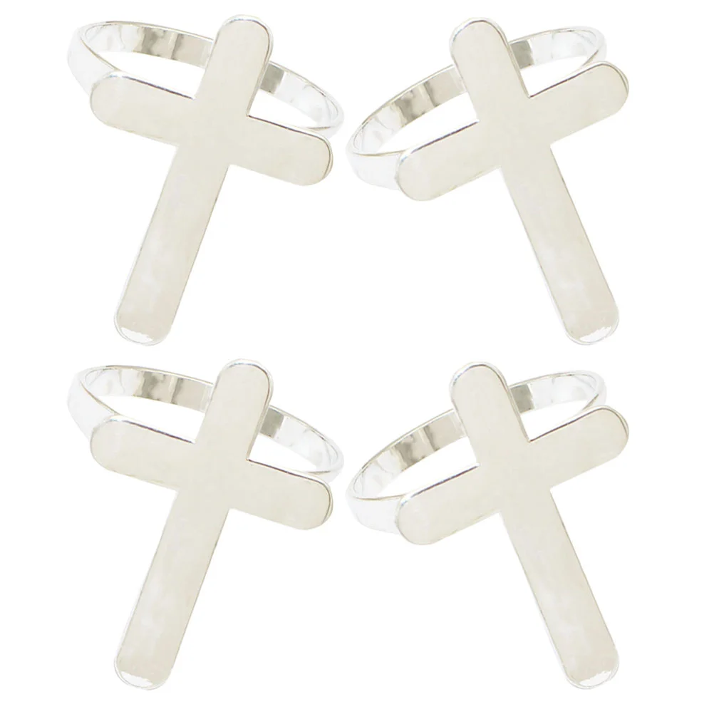 

4pcs Napkin Buckles Cross Napkin Rings Holders Hotel Napkin Buckles Wedding Dinner Table Decor