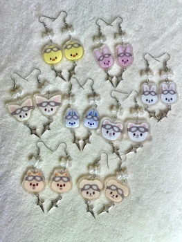 Kawaii bow skz kids inspired earrings, stray children's acrylic accessories jewelry, k-pop Y2K creative gifts 1