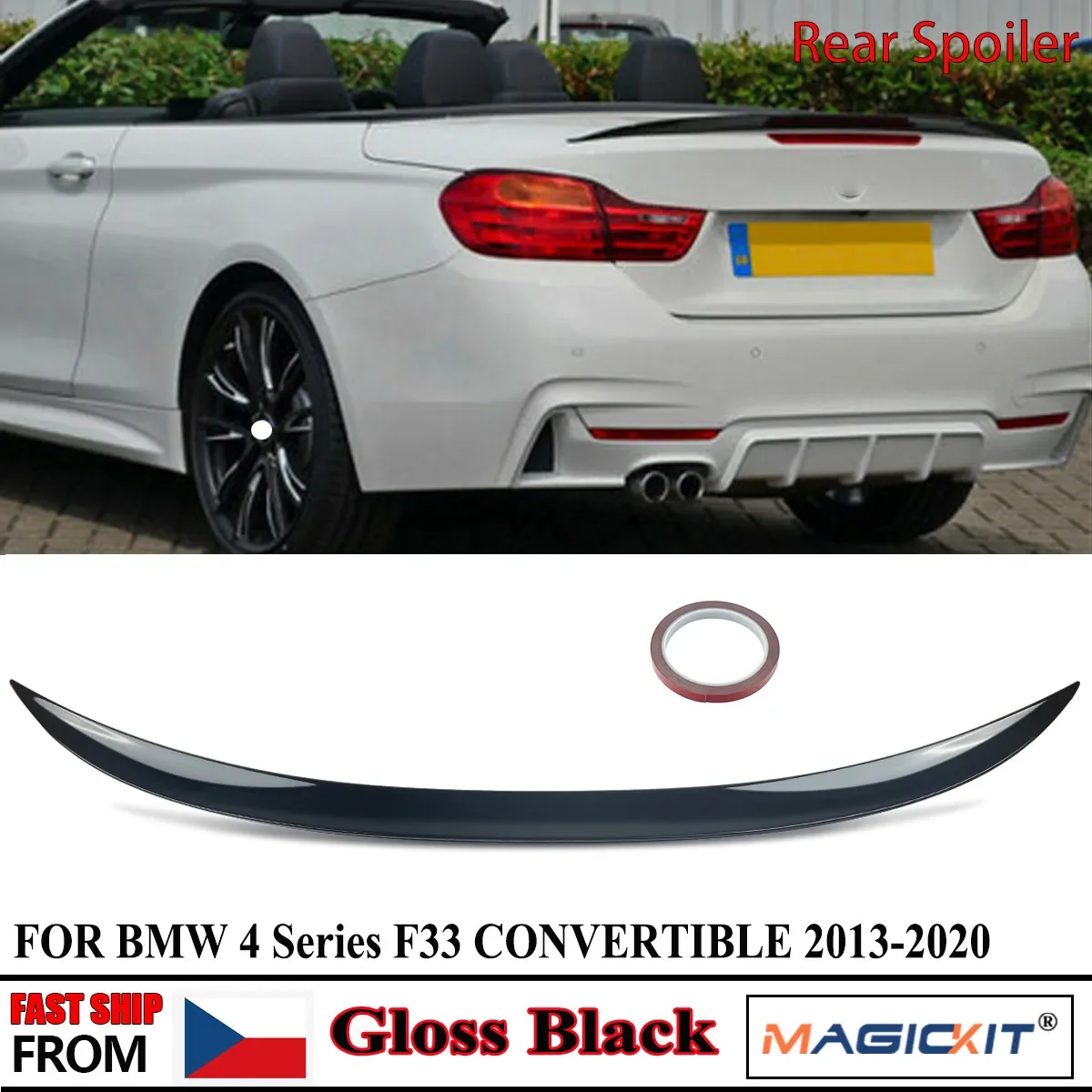 Magickit Per Bmw Serie 4 F33 Convertibile 2013-20 M Performance Spoiler Posteriore Nero Lucido