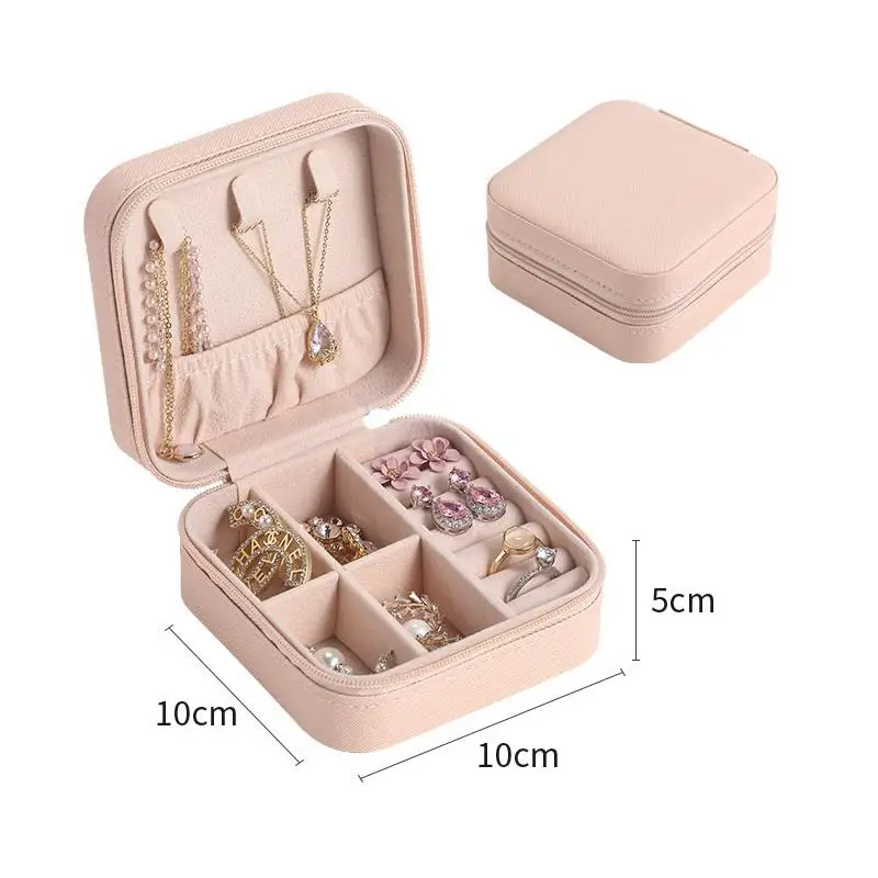 2022 Portable Jewelry Box Jewelry Organizer Display Travel Jewelry Case Boxes Button Leather Storage Earring Ring Holder