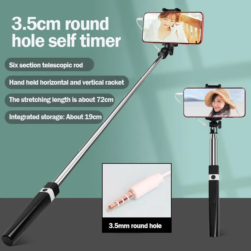 CL02 Mobile Phone Selfie Stick Line Control Telescopic Tube Tourism Selfie Magic 3.5 Interface Universal Stick Line