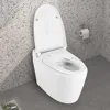 Heated Seat Smart Toilet, One Piece Toilet, Automatic Flush Tankless Toilet Without Bidet, Foot Sensor Flush, Blue Night Light 6