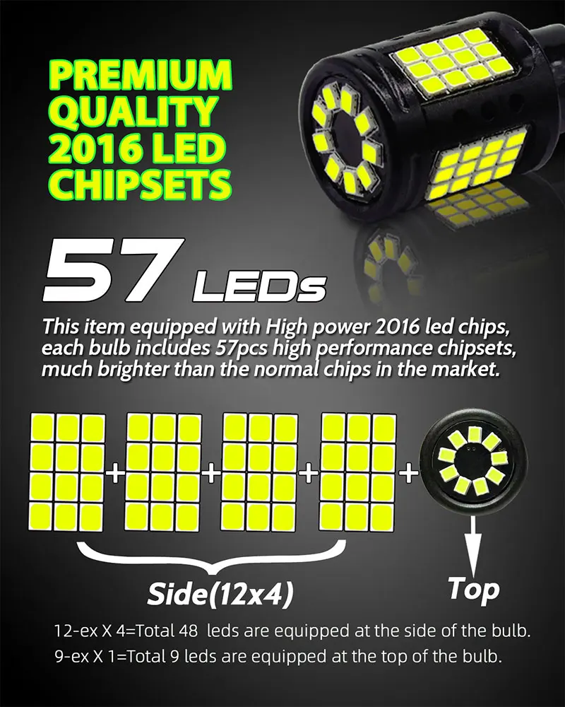 ſ  W16W 921 912 T15 LED ,  , ڵ   Ʈ 57SMD,  , 2 