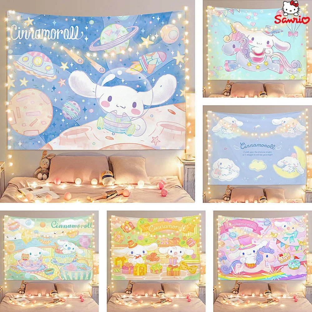 

Фоновая ткань с мультяшным оформлением, искусственная кожа, домашний декор, аниме Sanrio, гобелен, милый Коричный цвет, искусственная кожа, украшение для стены