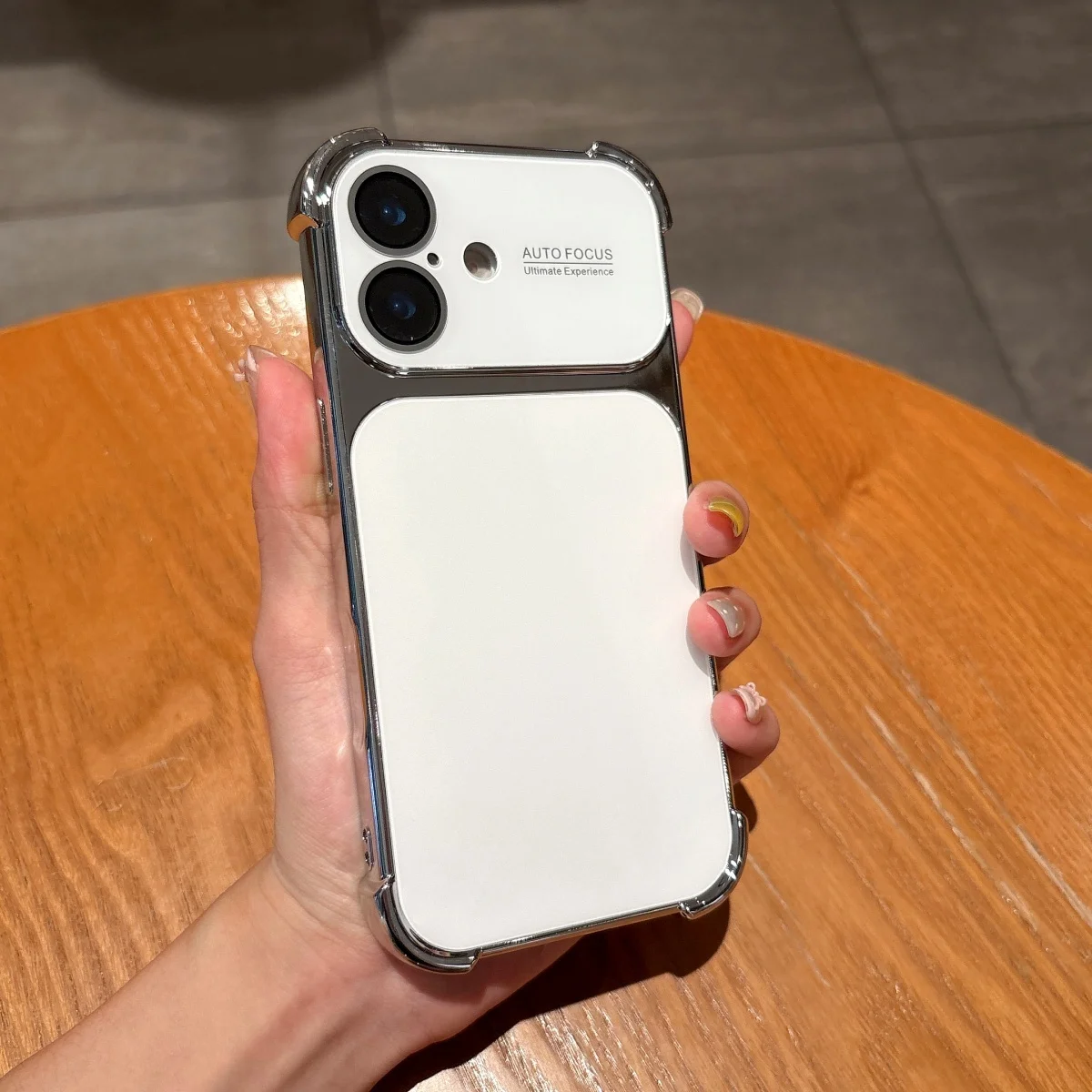 Official Plating Large Window Orange Phone Case with Four-Corner Anti-Fall Camera Protector