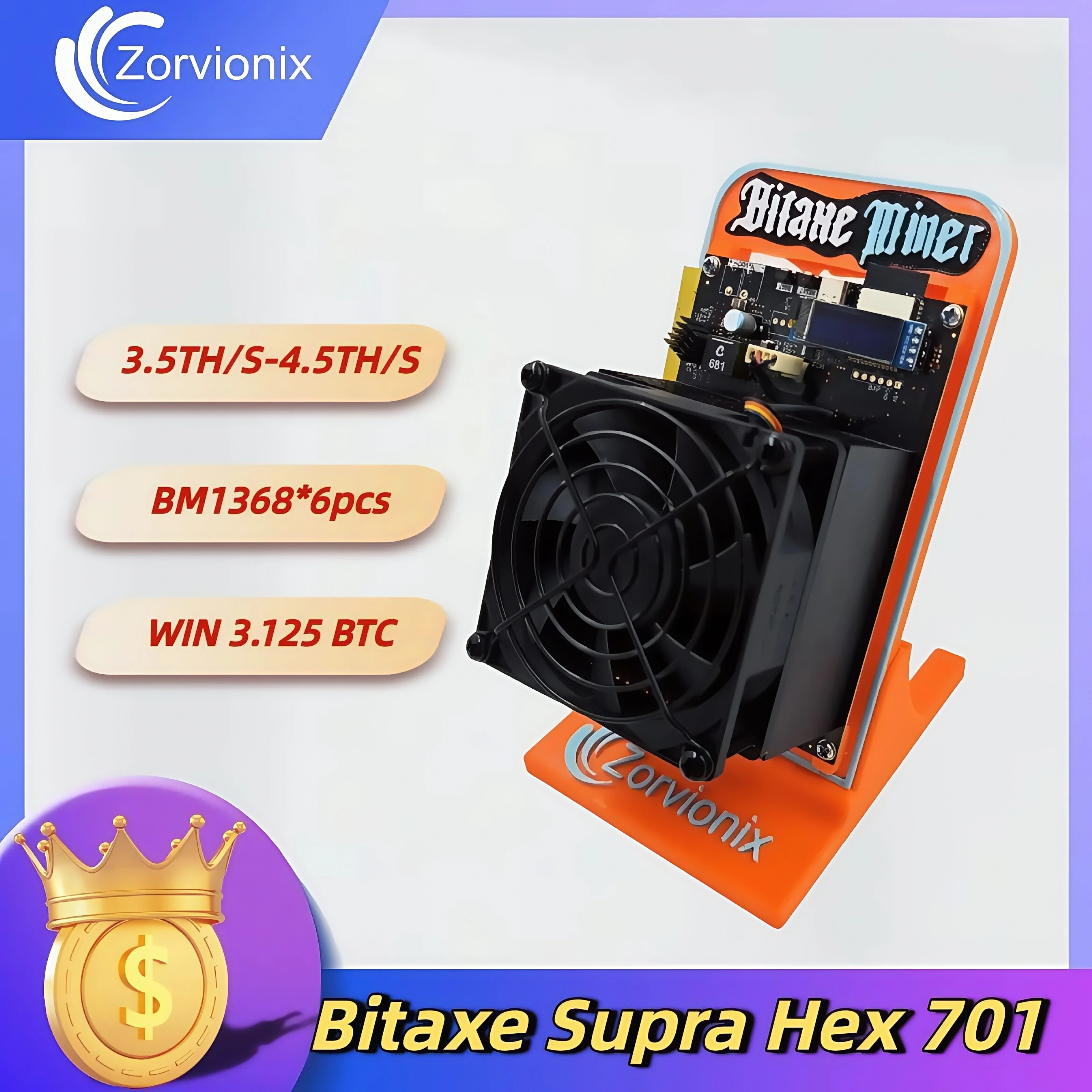 BITAXE Supra Hex 701,Bitcoin Miner Solo BTC Crypto Miner BM1368 3.5T 4.5T S 2.4GHz WiFi Asic Miner Home Use 110W Support DIY