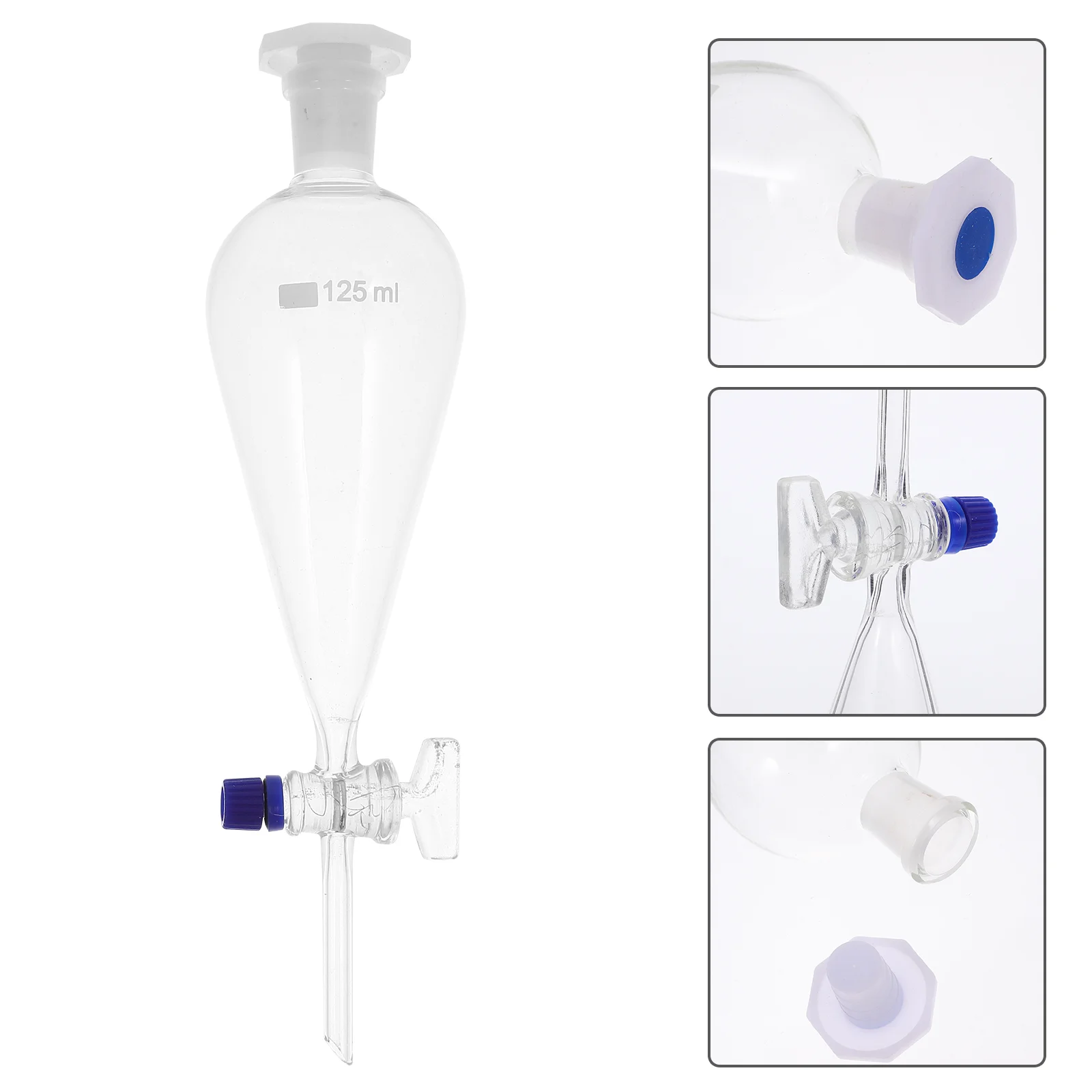125 Ml Pear Shaped Leak Separating Funnel Glass Separation Separatory Pear-Shaped Flask Borosilicate Beaker Mug Seam