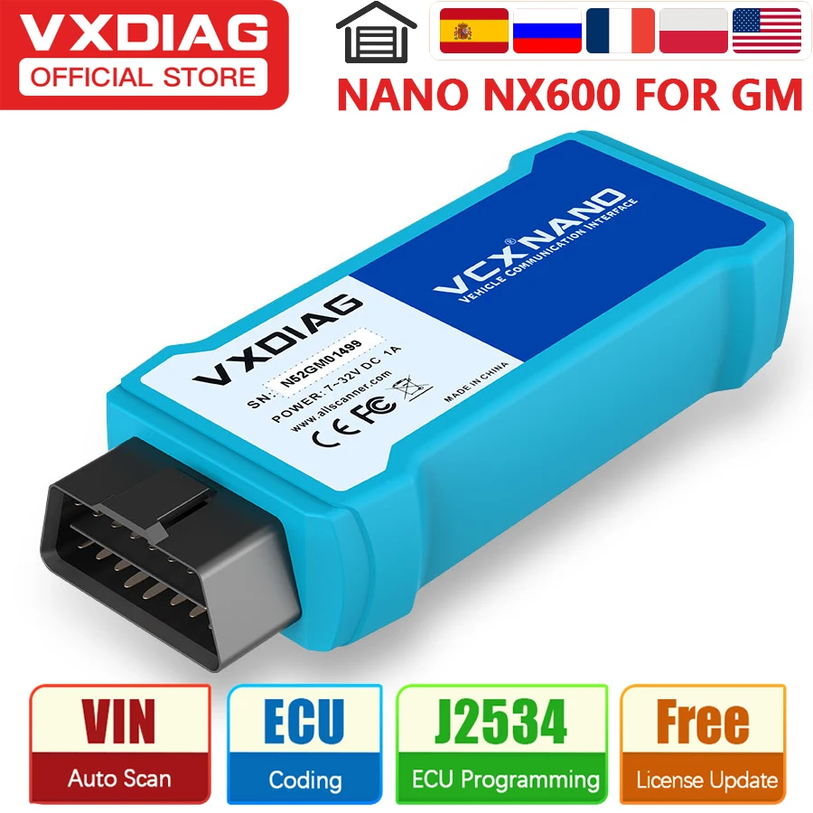 Vxdiag Nano For Gm Obd2 Diagnostic Tool Ecu Programming Coding Brush
