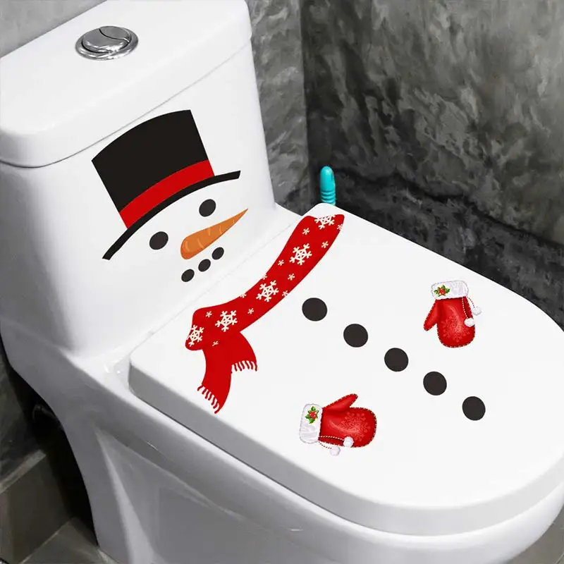 Christmas Snowman Toilet Lid Decal Waterproof WC Removable Self-Adhesive Decor Household Stickers M999,vinyl stickers,toilet stickers,toilet wall stickers,toilet seat stickers
