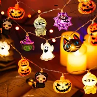 2024 Halloween Party LED String Lights Ghost Pumpkin Cat Spider Web Decor Night Light Halloween Indoor Outdoor Decoration Props 1