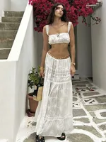 Lace Skirt Set Dress Summer Women Beach Holiday Sexy Cotton Matching Set Outfits Spring White 2 Pcs Vestidos Female Set 2025 - Image 4
