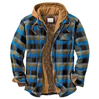 Men's coat Quilted Lined Button Down Plaid Shirt Add Velvet To Keep Warm Jacket With Hood winter outerwear ropa hombre - Image 3
