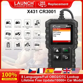 LAUNCH X431 CR3001 Full OBD2 Car Reader Scanner Automotivo Multilingual Car Diagnostic Tool Check Engine Free Update PK KW850