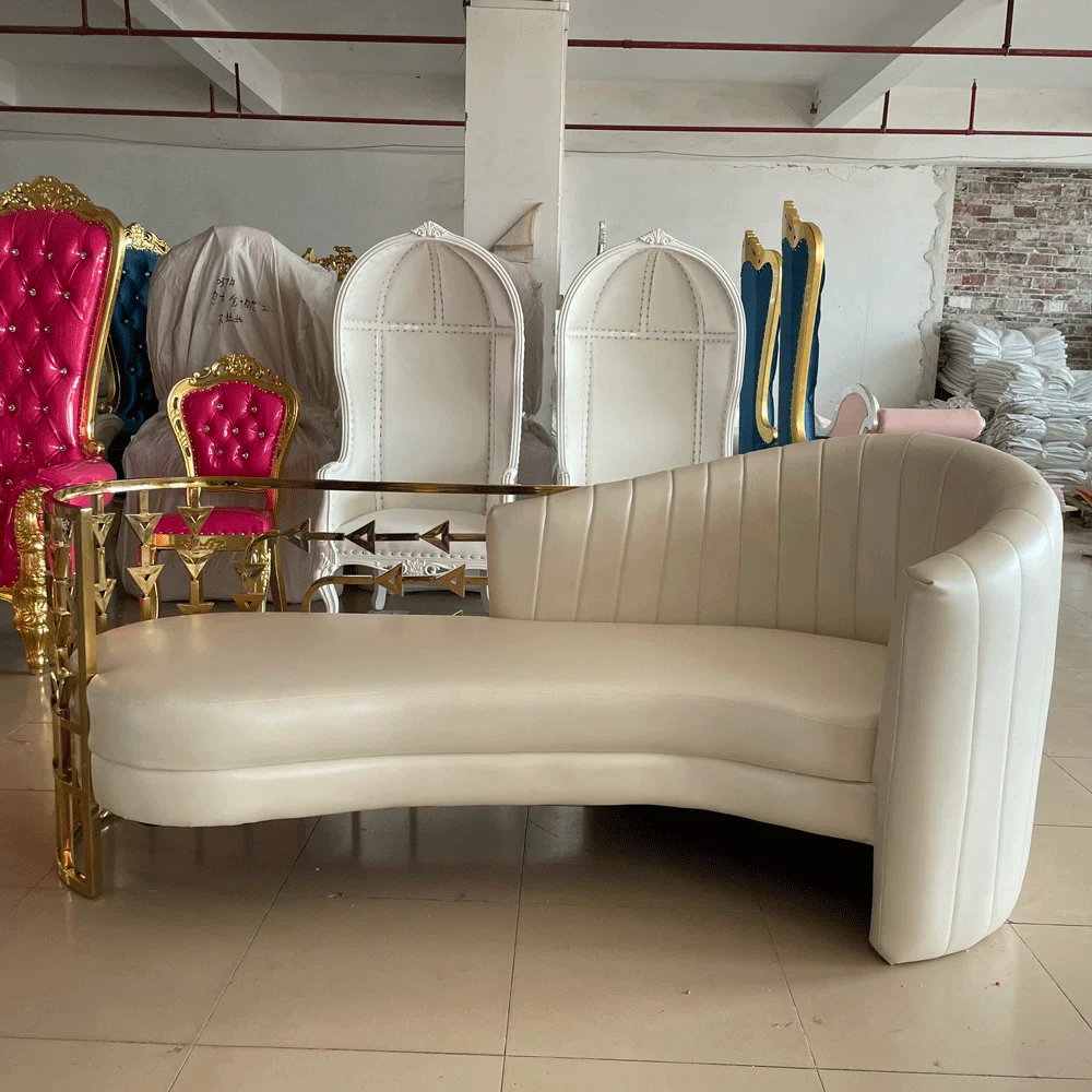 Luxury Gold Wedding Two Seat Throne Sofa King Chair Set For