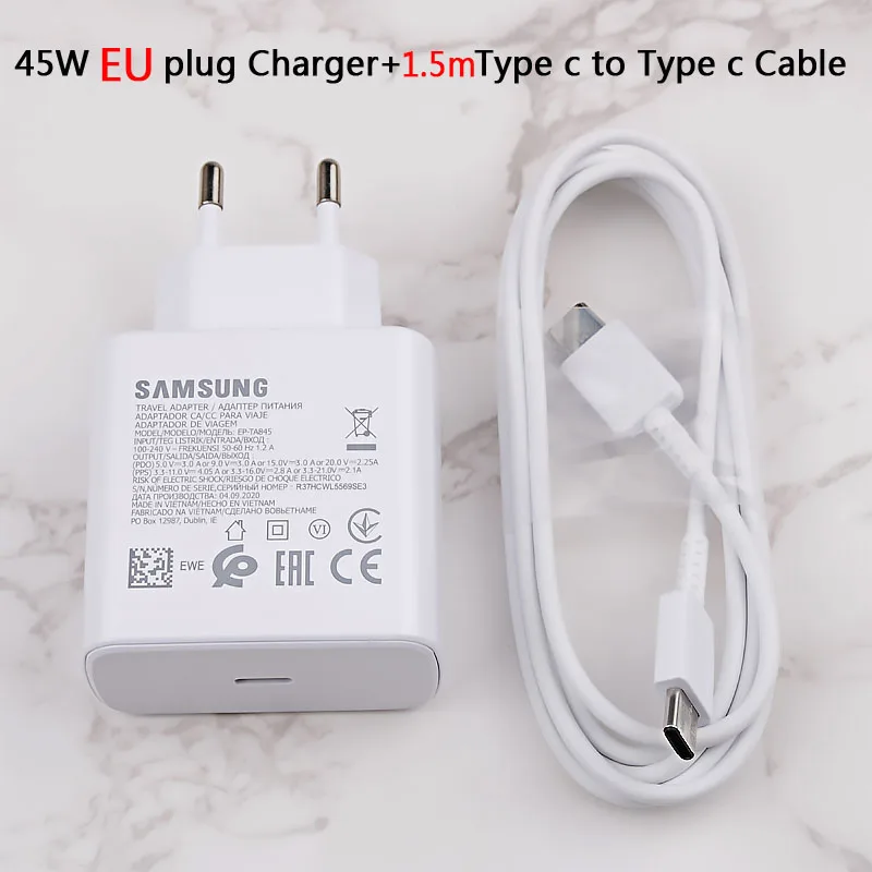 Original Samsung S20 S22 Ultra 45W Surper Fast Charger PD Quick Charge Adapter TypeC For Galaxy S20Plus Note 10+ A90 A80 Tab S7+ usb triple socket