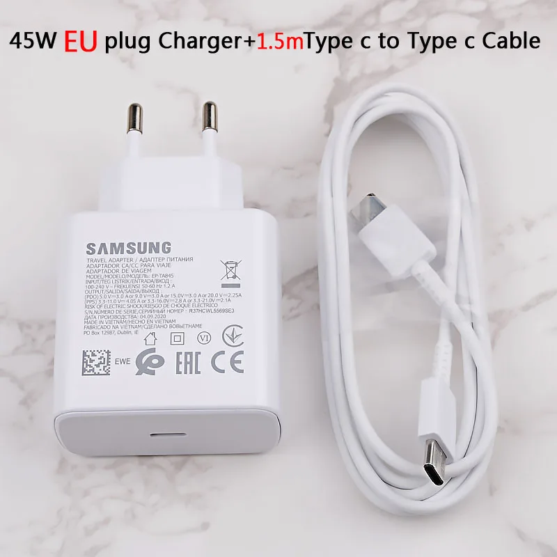 Original Samsung S20 S22 Ultra 45W Surper Fast Charger PD Quick Charge Adapter TypeC For Galaxy S20Plus Note 10+ A90 A80 Tab S7+ usb triple socket Chargers