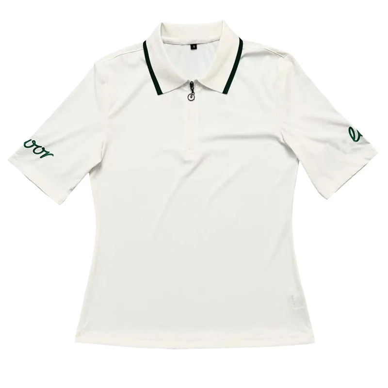 Summer Women's Golf Sports Shirt Solid Color Short sleeved T-shirt Outdoor Casual Quick Drying Lady Slim Fit Polo Shirt Top