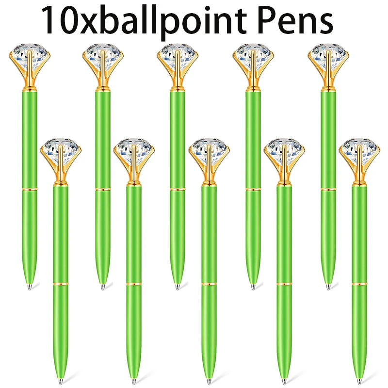 

10Pcs Large Diamond Ballpoint Pens Gem Crystal Pen Metal Ballpoint Pen Gift Signature Neutral Pens