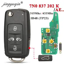 jingyuqin 7N0837202K /F/AE Remote key 315/434Mhz For VW Sharan Multivan Caravelle Transporter ID48 NON-KEYLESSGO 5K0 837 202 AD