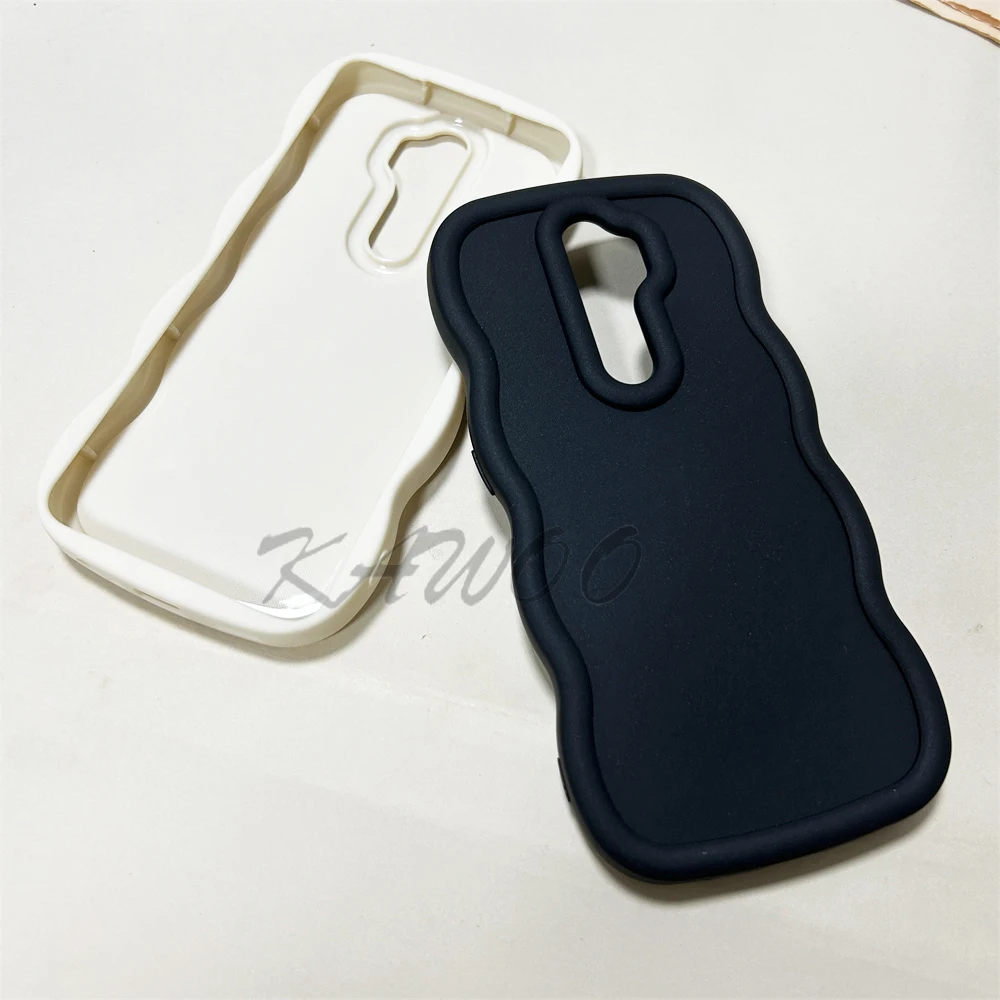 Macaron Colors Curly Frame Soft TPU Shockproof Phone Case with Wavy Bumper Design