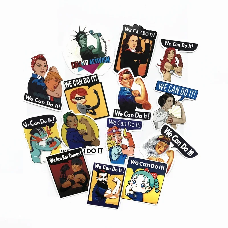 14Pcs Retro Vintage We Can Do It Rose The Rivetter Poster Stickers Per Cellulare Laptop Bagagli Skateboard Bike Car