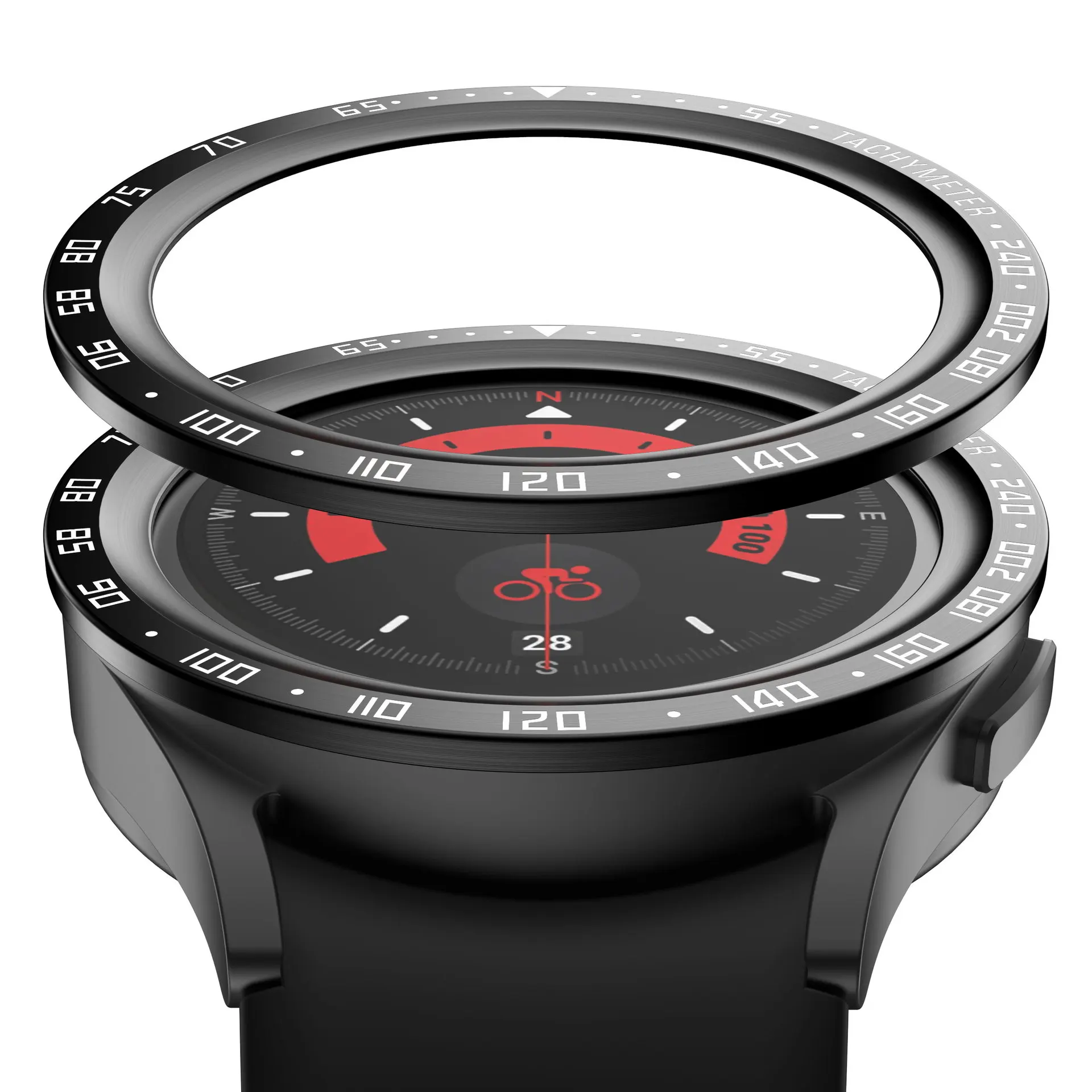 Sleek Rotating Metal Bezel Ring with Time Scale Protective Cover