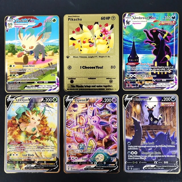 Anime Pikachus Metal Card Pokemon Cards Eevee Charizard Evolution Battle Games Collection Playing Cards Kids Toys Gift 4