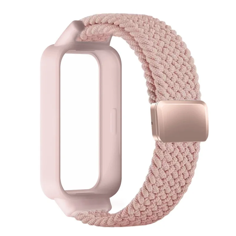 Braided Strap with Protective Case for Smart Fitness Bands - Magnetic Nylon Bracelet Cover