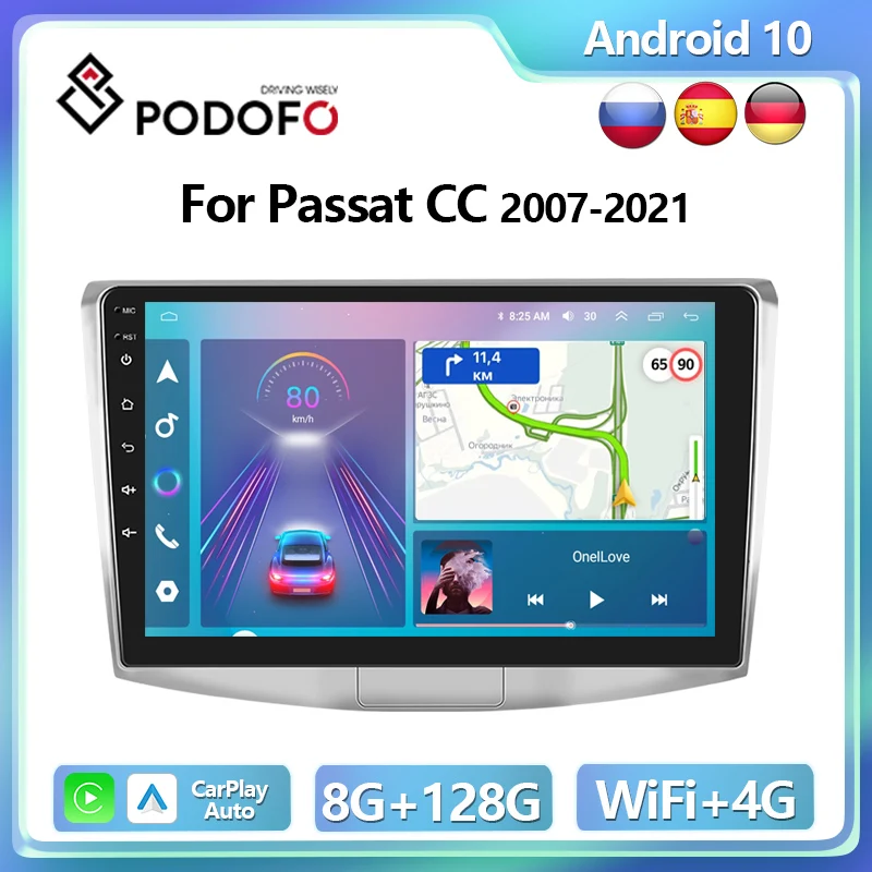 

Podofo 4G CarPlay Android Auto Car Radio For Volkswagen Passat CC B6 B7 B8 2007-2021 Multimedia Player IPS Head Unit GPS Stereo