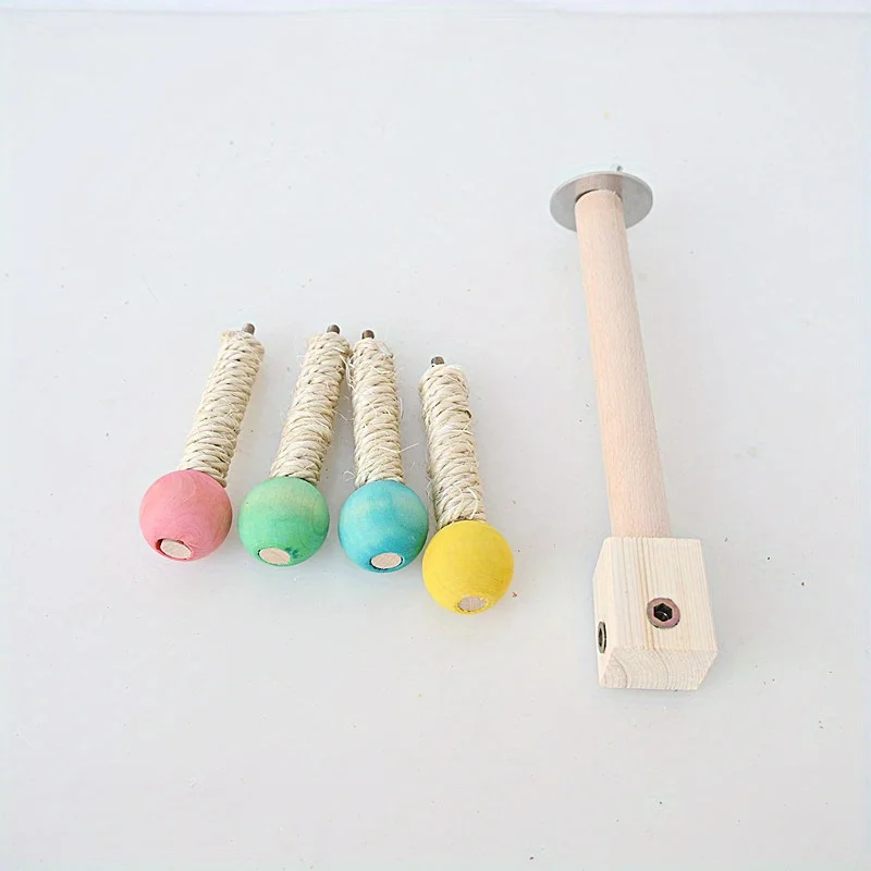 Rotating Bird Perch Stand with Bearing for Parrots - Durable Cork Material, Interactive Enrichment Play Toy for Cage Bird Toys 3