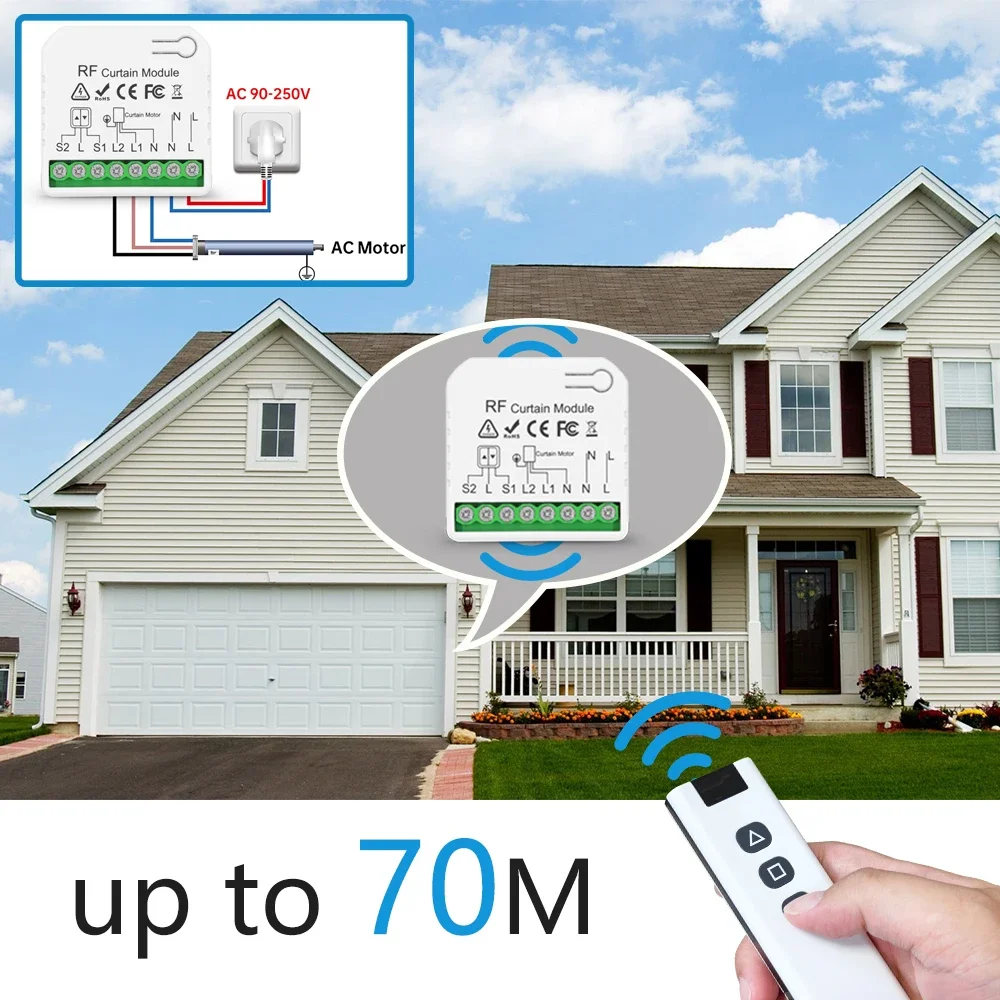 RF 433Mhz 롤러 블라인드 커튼 스위치 모듈 원격 제어 110V 220V 240V 스마트 홈 롤러 셔터 전기 블라인드 모터