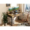47" Home Office Desk With Monitor Shelf Gaming  Work Desk Study Desk for Bedroom Computer Table Rustic Brown Furniture 2