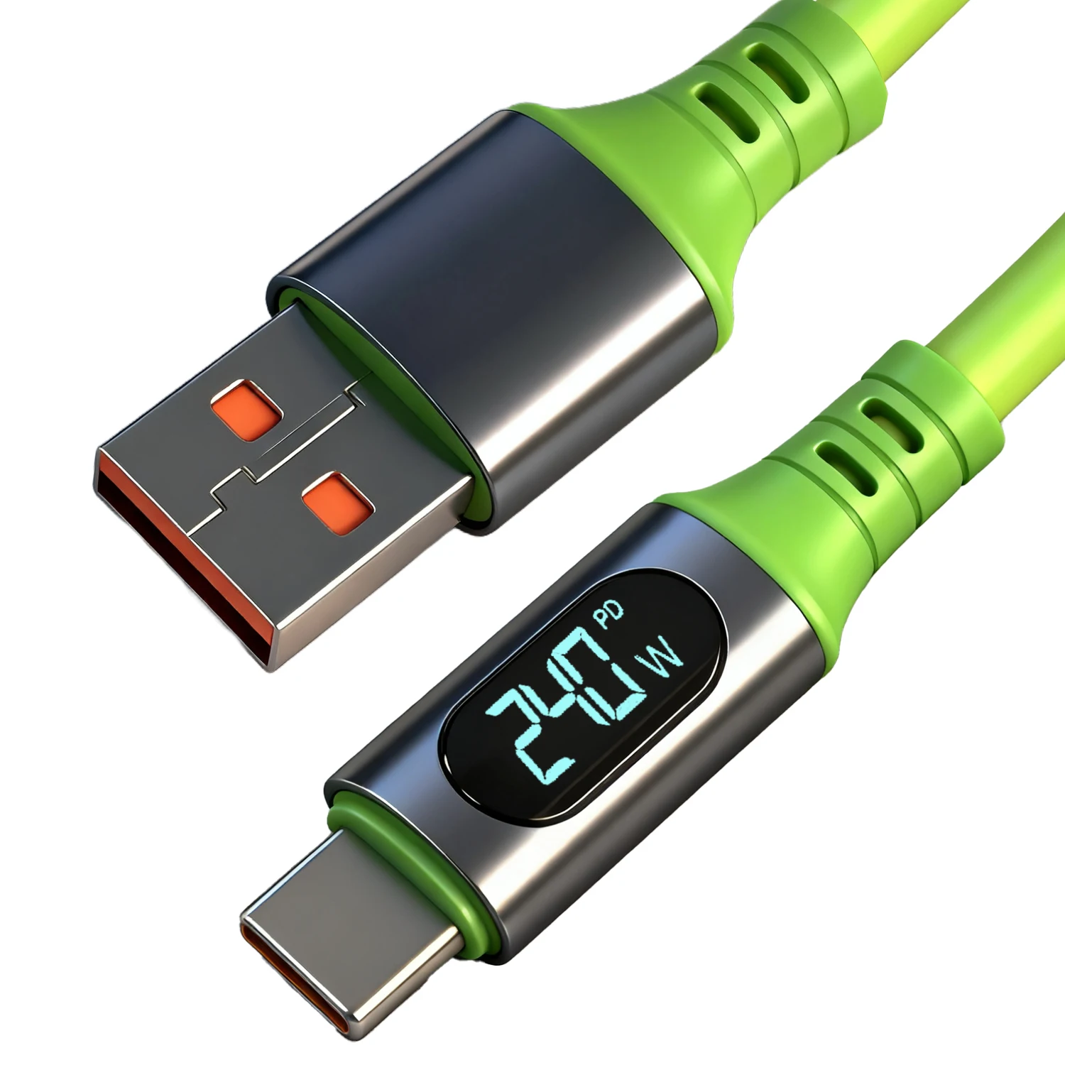 ตัวเลือกสินค้า สายชาร์จ USB-C เร็วสูง 240W พร้อมจอ LED สำหรับ iPhone Samsung Xiaomi