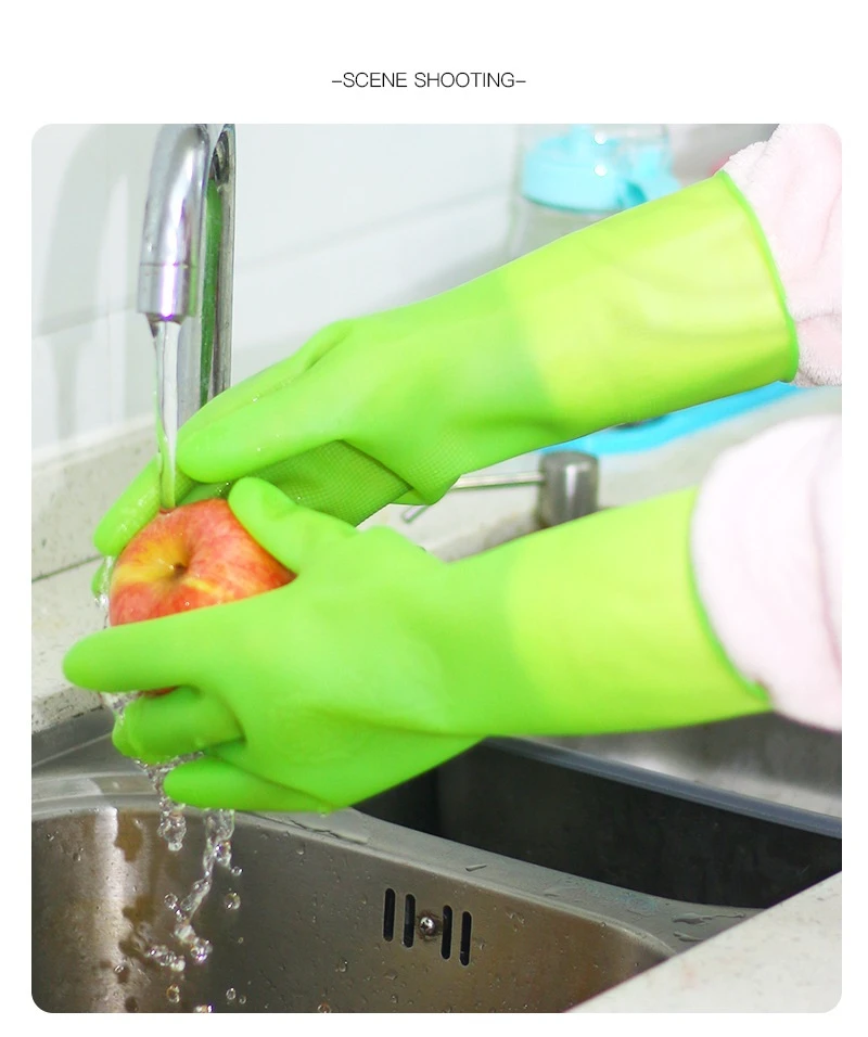 GANT DE MENAGE,12-L--Gants de vaisselle en latex pour femmes, étanches