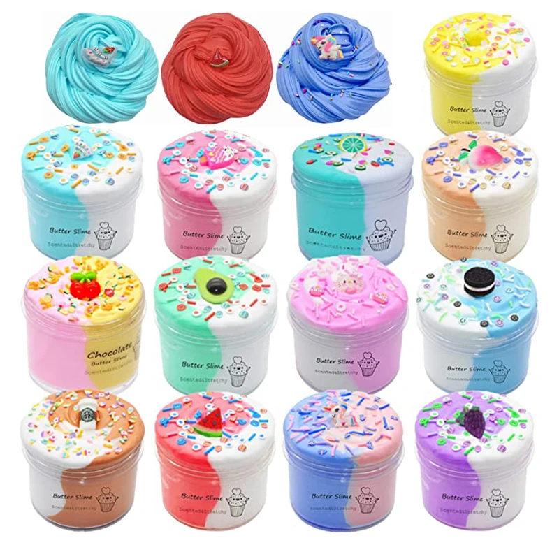 70ml Unicorn Colorfull Butter Fluffy Slime Kit 13Pack Slime per