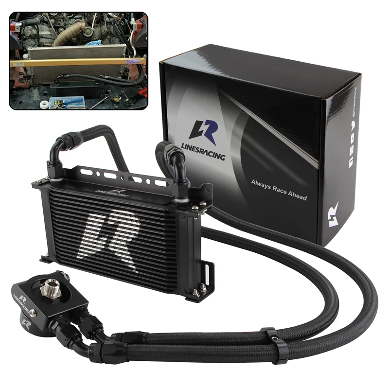 

19 Row Oil Cooler Kit with Thermostatic Oil Filte Adapter & Spacer for Subaru BRZ Toyota 86 Scion FR-S FA20