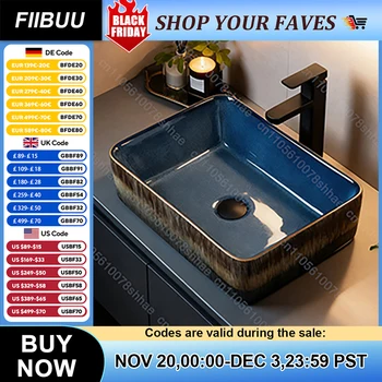 อ่างล้างหน้าเซรามิกวินเทจสำหรับห้องน้ำ อ่างล้างหน้าแบบศิลปะ อ่างล้างหน้าแบบวางบนเคาน์เตอร์ อ่างล้างหน้าบนเคาน์เตอร์ห้องน้ำ 1