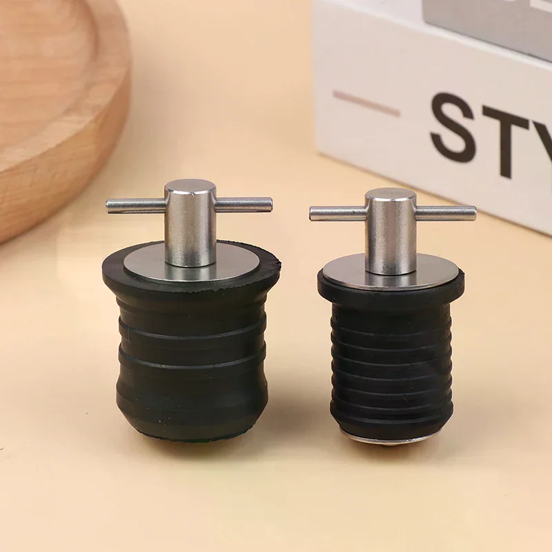 25MM/32MM T-핸들 드레인 플러그 트위스트턴 마린 보트 드레인 플러그 고무 플러그(스테인레스 스틸 핸들 포함) 보트 액세서리