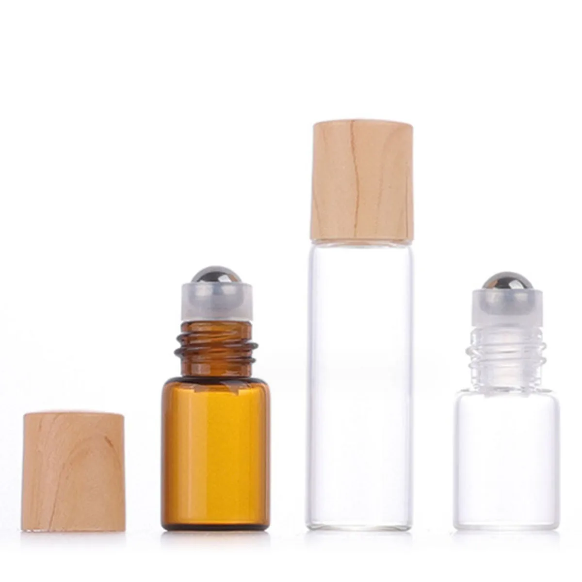 20X 50X Glass Essential Oil Roller Bottles 1ml 2ml 3ml 5ml Amber Clear Roll on Vial Wood look Plastic Cap Lid Perfume Refillable perfume bottle,mini perfume bottle,perfume refill bottle,refillable bottle,refillable empty bottle,refillable cosmetic bottle,refillable perfume bottle,cosmetic bottle,cosmetic bottle set,cosmetic dispenser bottle