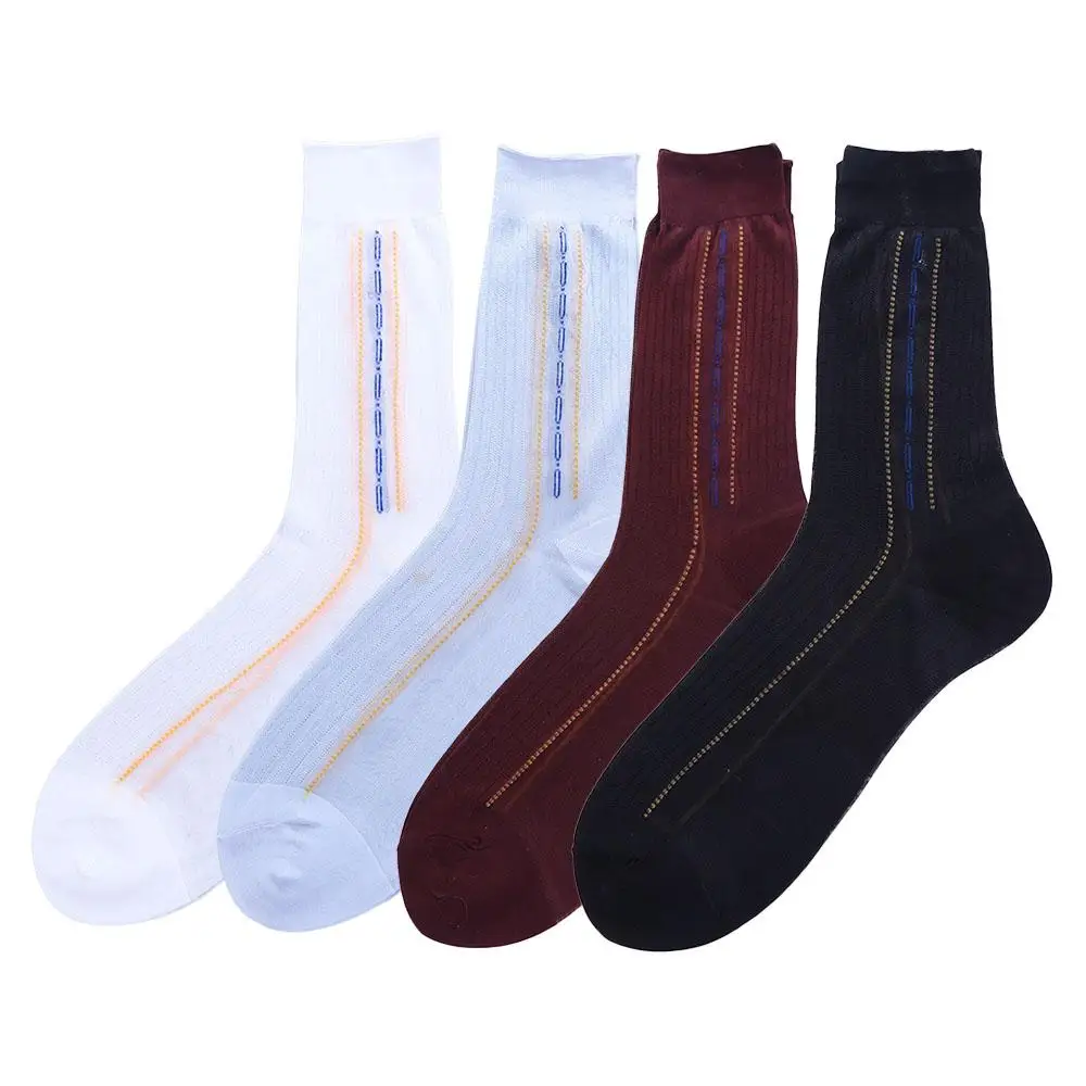 

Vintage Casual Endurable Loose For Husbands Home For Men Solid Color Work Men Socks Silk Socks Middle Tube Socks Male Hosiery
