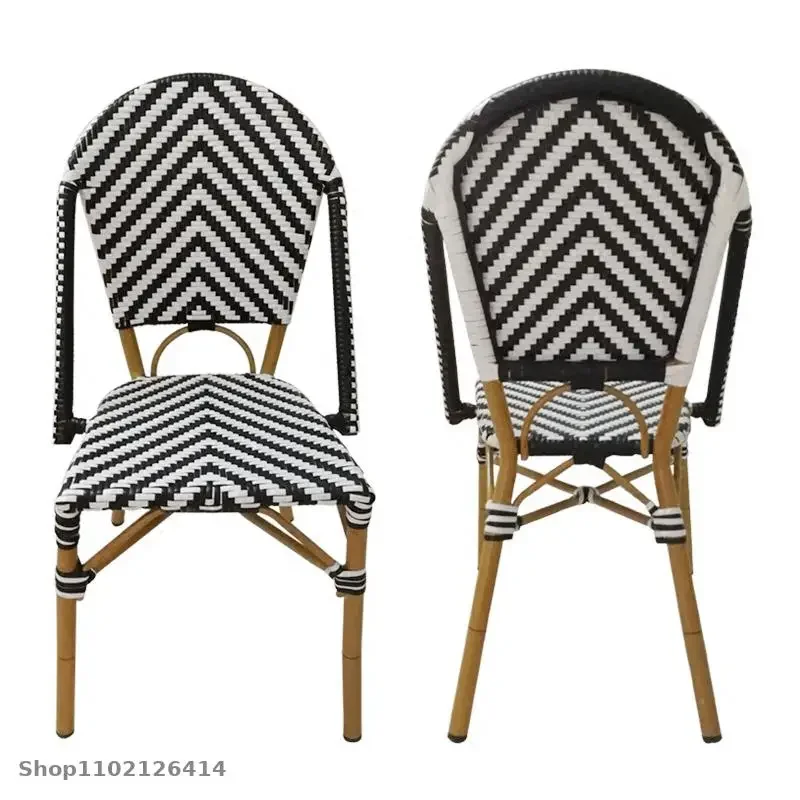French Dining Chair Rattan Stool Balcony Outdoor Coffee Shop Leisure Chair Country Retro Single Cadeira Replica Furniture GY50DC