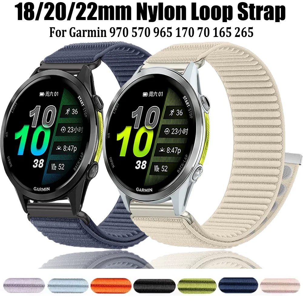 Adjustable Nylon Loop Sports Bracelet Strap - 18/20/22mm