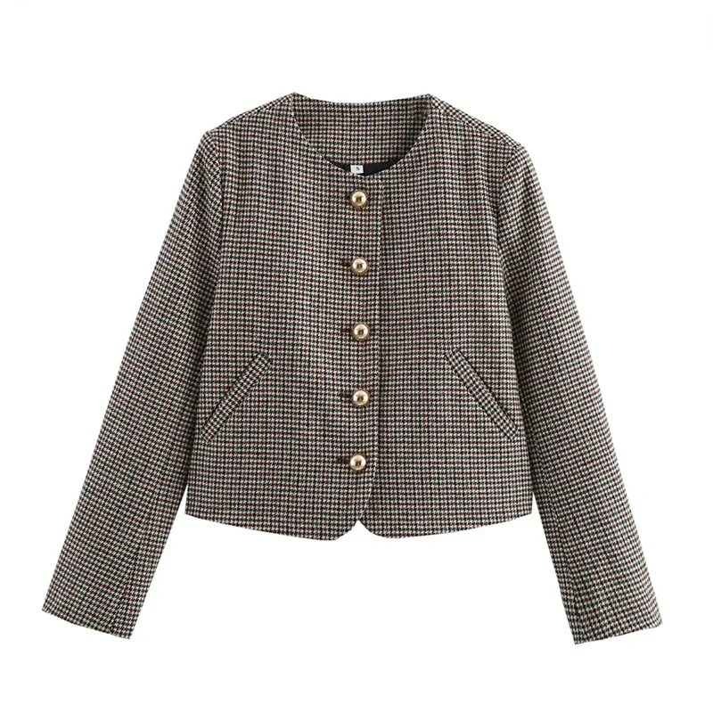 Fashion Blazers Women 2 Pieces Mini Skirt Sets Plaid Long Sleeve O-neck Top Pleat A-line Skirts 2025 Two Piece Set Female Outfit